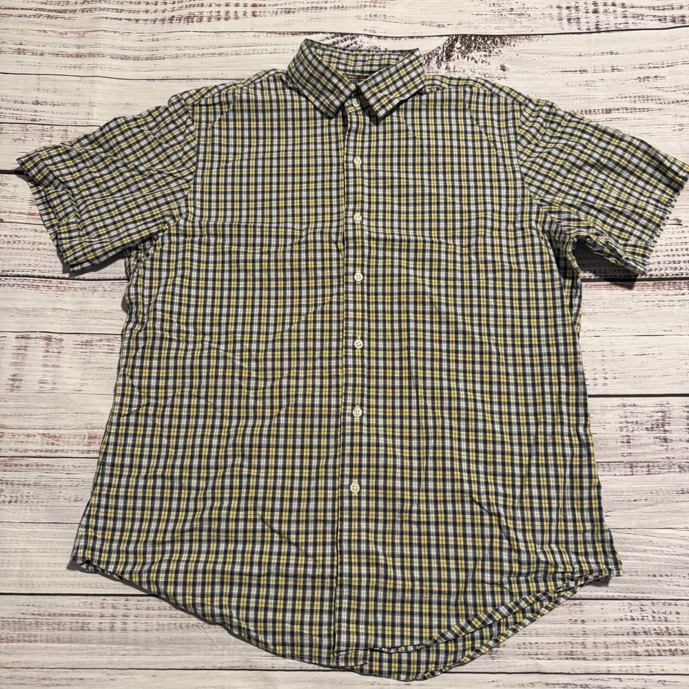 Ralph Lauren Custom Fit Shirt Blue and Yellow Plaid Bradford Men's Size Medium
